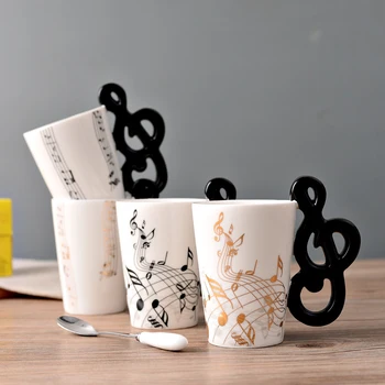 

Musical Instrument Handle Ceramic Coffee Mug Creative Electric Guitar Music Cup Home Office Drinking Utensils Decorative Gift
