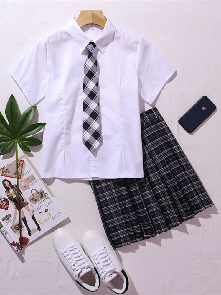 Японская школьная форма seifuku, плиссированная юбка, полный комплект, jk Студенческая однотонная школьная форма для девочек, косплей, юбка, школьное платье