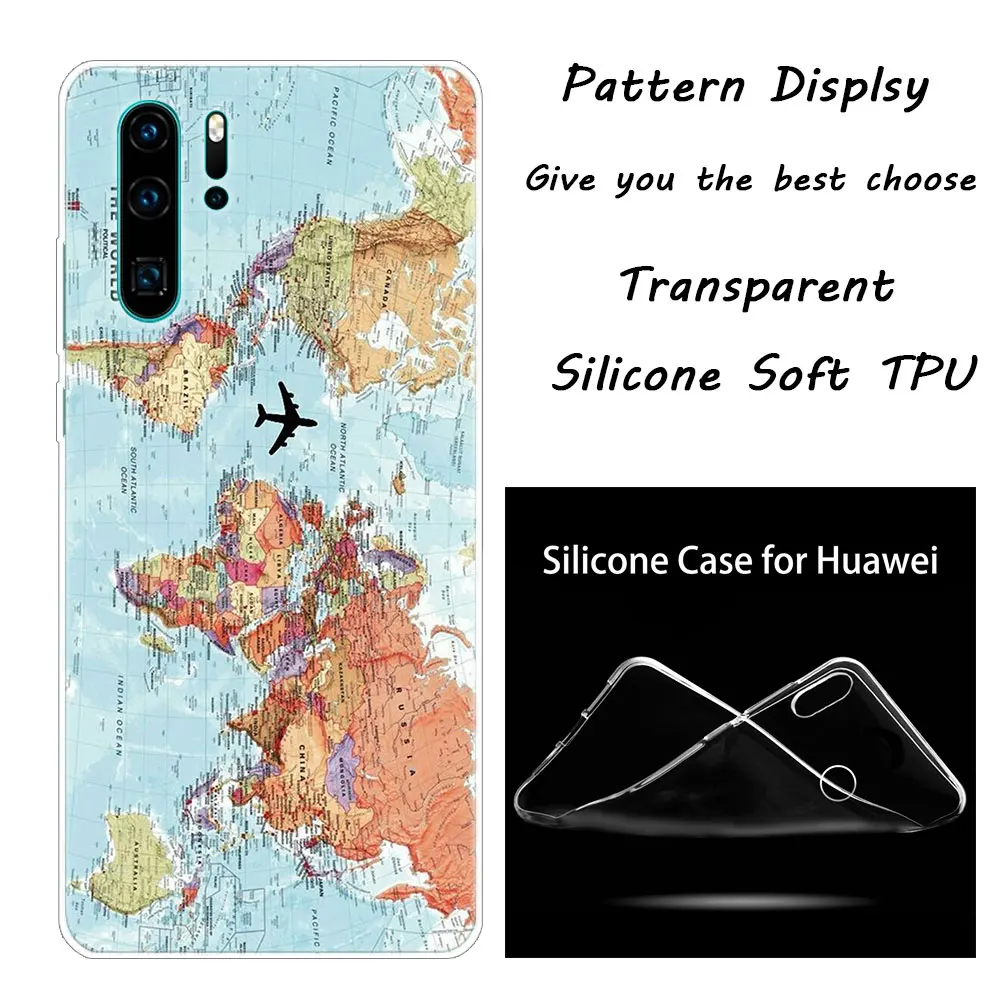 006 Роскошный мягкий силиконовый чехол карта мира путешественника для huawei NOVA 3 3i 5 5i P20 P30 Pro P9 P10 P8 Lite P Smart Z Plus чехол - Цвет: 006