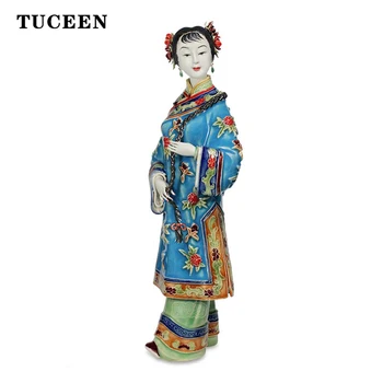 

Figure Craft Collectible Sculpture Antique Chinese Decorative Statues Lady Ceramic Statue Figurine Christmas Vintage Home Decor