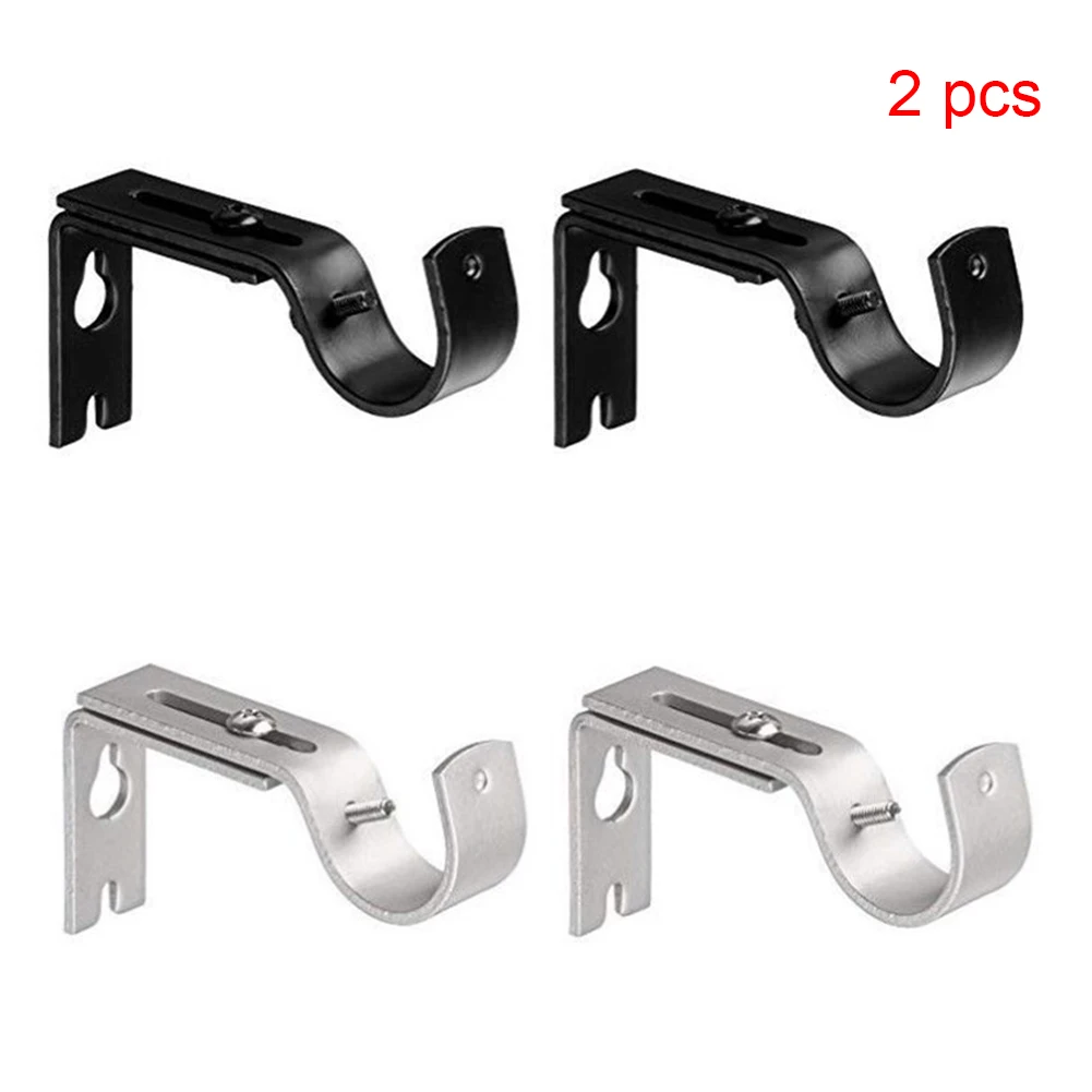 2PCS DIY Window Accessories Adjustable Curtain Rod Bracket Sturdy Support Hanging Fixed Metal Structure Hook Easy Install Home
