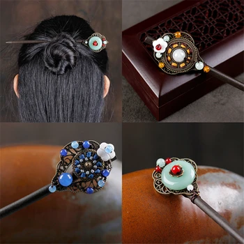 

Vintage Tassels Chinese Wood Hair Sticks Hair Jewelry Accessories For Women Ethnic Handmade Hair Pins Hair Ornaments