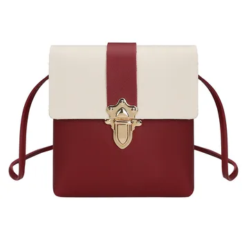

Sleeper #P501 2019 NEW FASHION Women Leather Plug Lock Hit Color Shoulder Bags Messenger Bag Coin Bag casual simple design hot