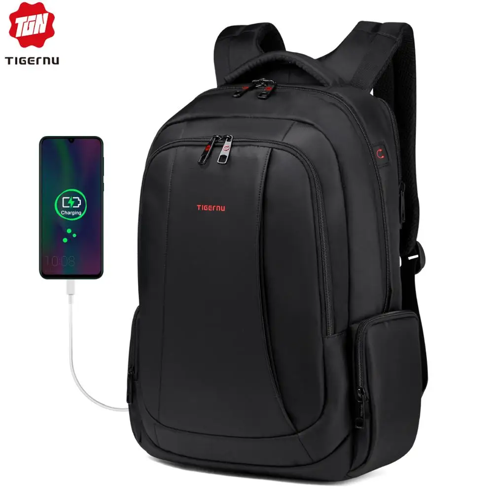 Цена Tigernu 15.6 дюймов 27L USB Зарядка Противоугонная Водонепроницаемый Нейлон женщина Путешествия Мужчины Рюкзаки Сумки Повседневная Бизнес Рюкзак ...