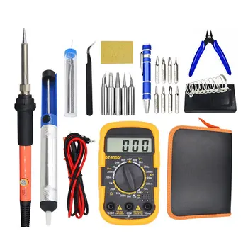 

16PCS 110V/220V Electric Soldering Iron Kit 60W Soldering Iron kit With Multimeter Desoldeirng Pump Welding Tool