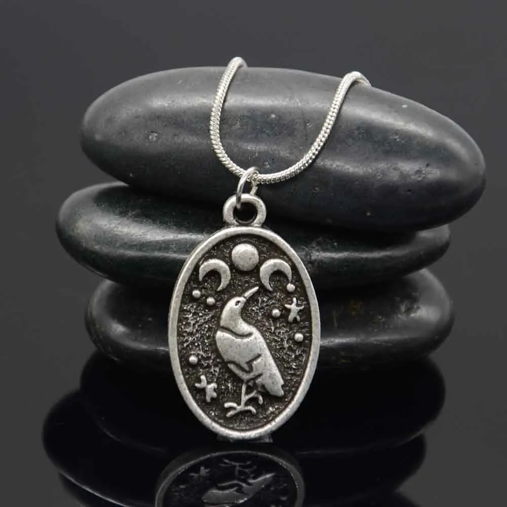 

10Pcs Odin Raven Triple Moon Goddess Viking Pendant Necklace Wicca Pagan Talisman Amulet Witchcraft Jewelry Valentines Day Gift