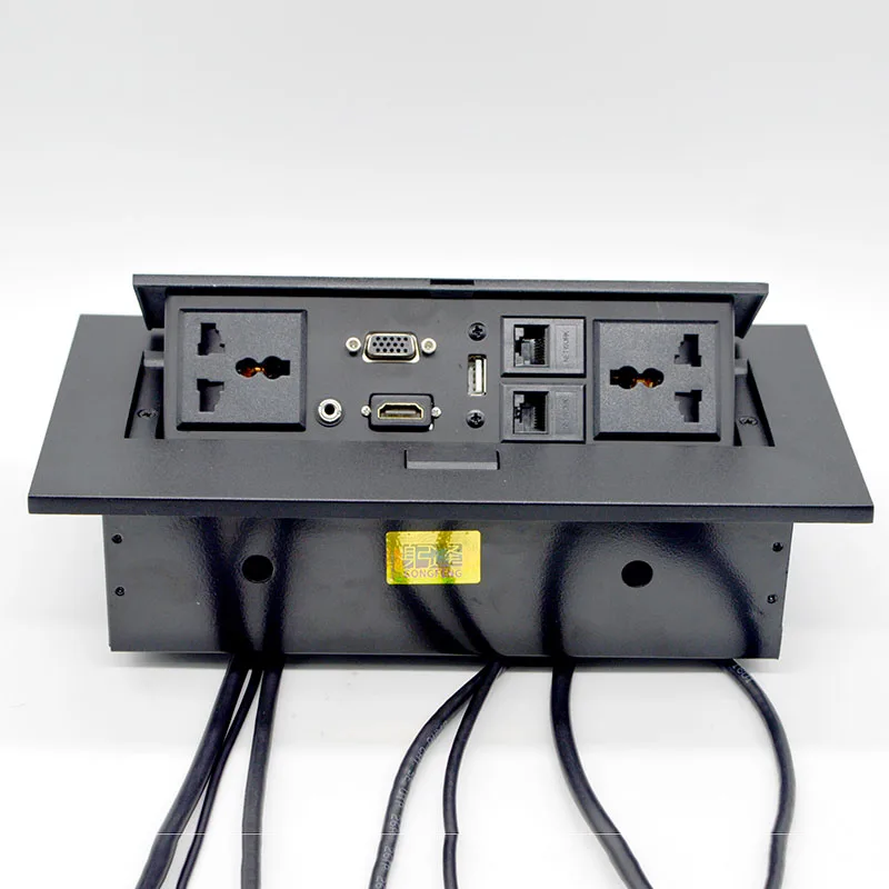 Фото Новинка K514 мультимедийный настольный разъем с VGA 3,5 аудио USB Универсальная Розетка PowerLPlug бесплатная коробка для подключения Разъем для офиса конференц-стола №2