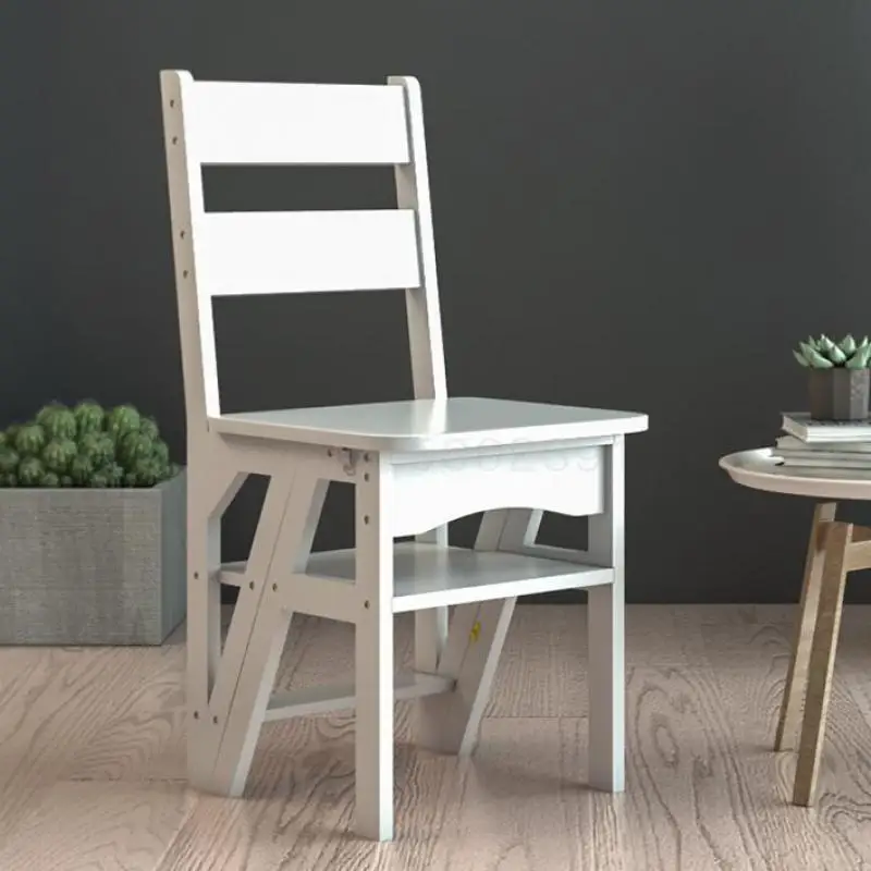 

American Solid Wood Dual-purpose Stair Chair Multi-function Ladder Stand Four-storey Elevator Household Folding Chair Save Space