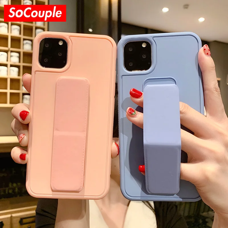SoCouple ремешок на руку силиконовый чехол для iphone 11 Pro Max X XS Max XR 6 6S 7 8 plus матовый карамельный цвет держатель для телефона чехол