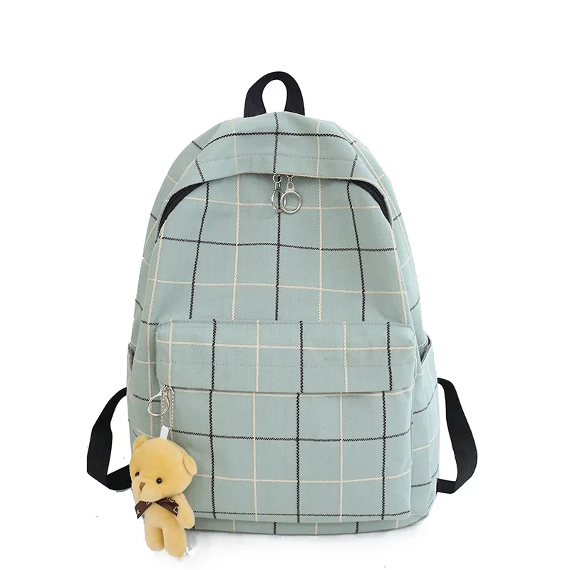 Small Fresh Plaid Canvas Ladies Backpack New Fashion High Quality Student Bag Casual Wild Large Capacity Travel Backpack