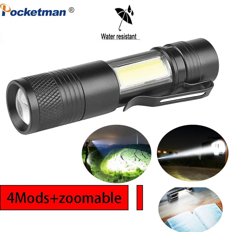 

3800LM Multifunctional LED Torch Q5 COB Super Bright Portable Waterproof Adjustable torch Use AA 14500 Battery Zoomable Light
