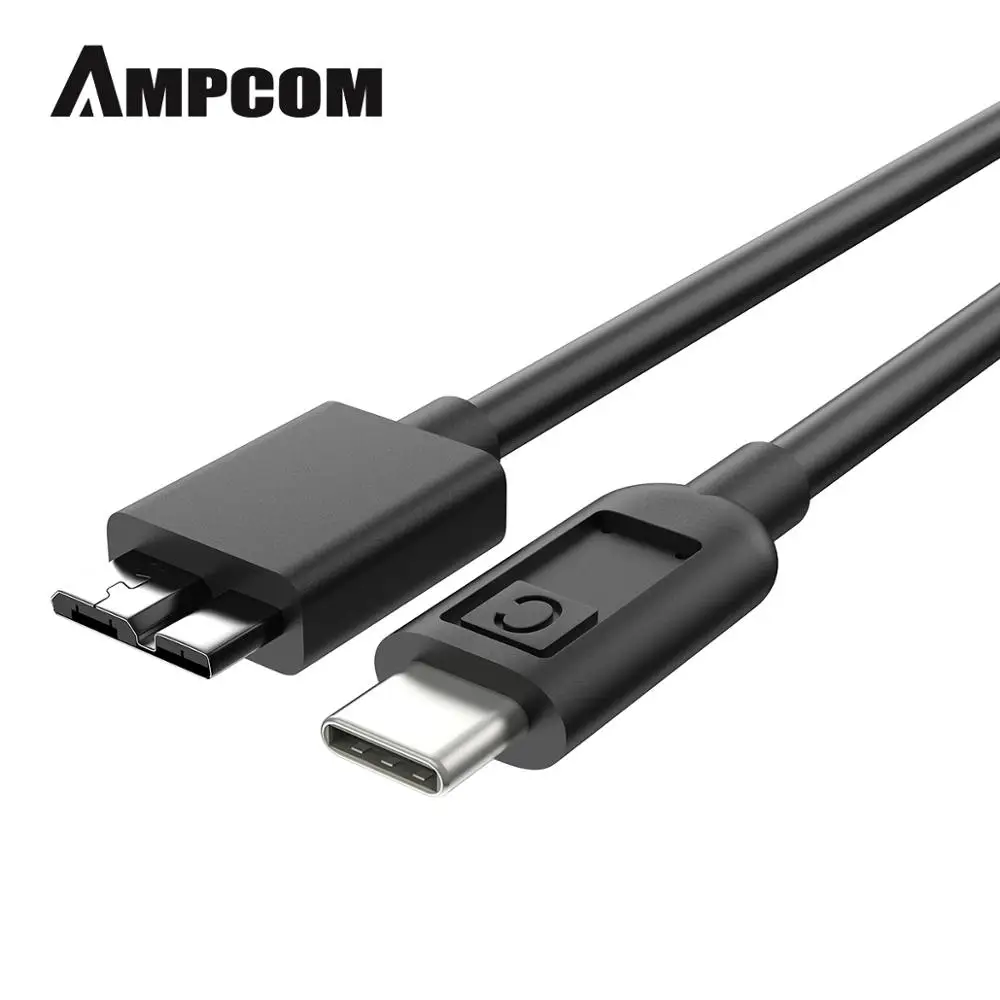 Кабель типа C к Micro B, AMPCOM USB 3,1 type-C (Gen1 5 Гбит/с) к USB 3,0 Micro-B внешний жесткий диск Быстрая зарядка и кабель для передачи данных-0,3 м Кабель типа C к Micro B, AMPCOM USB 3,1 type-C (Gen1 5 Гбит/с) к USB 3,0 Micro-B внешний жесткий диск Быстрая зарядка и кабель для передачи данных-0,3 м