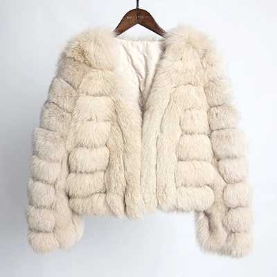 white Зимняя куртка для женщин шуба из натурального меха - Цвет: white