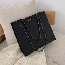 Осень-зима, большая женская сумка на одно плечо, новинка, Корейская версия, универсальная сумка-мессенджер, на цепочке, вместительная модная сумка-тоут