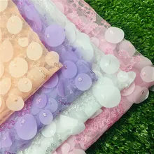 Width120CM 3D жаккардовая Мягкая Вышивка Тюль Ткань с блестками для рукоделия Свадебная вечеринка модное платье Домашний Декор ткань