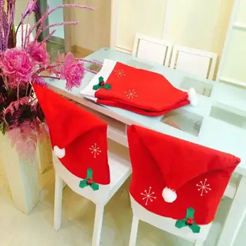 

New Arrival Christmas Santa Claus Snowflake Hat Dinner Chair Back Cover Seat Slipcover Decor christmas decorations for home
