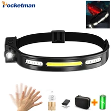 

Powerful COB Headlight with LED Headlight Charging Camping Wild Fishing Induction Strong Headlight Built-in Battery Red Light