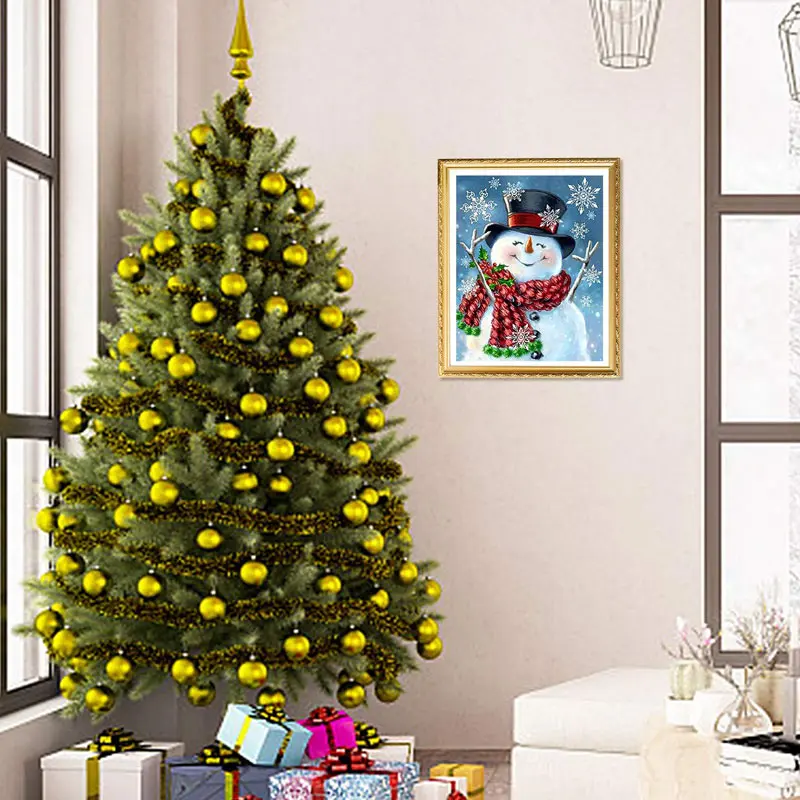 

DIY 5D Diamond Painting Number Kit Snowman Rhinestone Pictures Arts Home Wall Decor MU8669