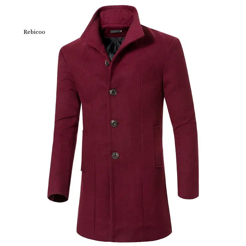 Winter Men's Jackets Warm Winter Trench Long Outwear Button Smart Overcoat Casual Outdwear Thermal Jackets Mens Clothing