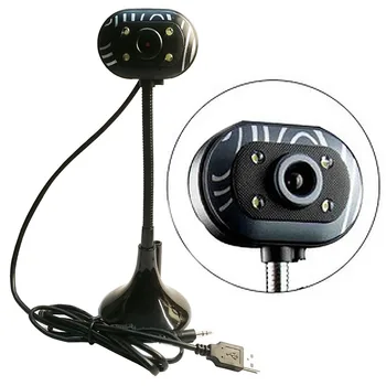 

High Quality Computer Camera Microphone USB 2.0, No-Drive Stand Flexible Adjustable HD Web Cam Night Vision