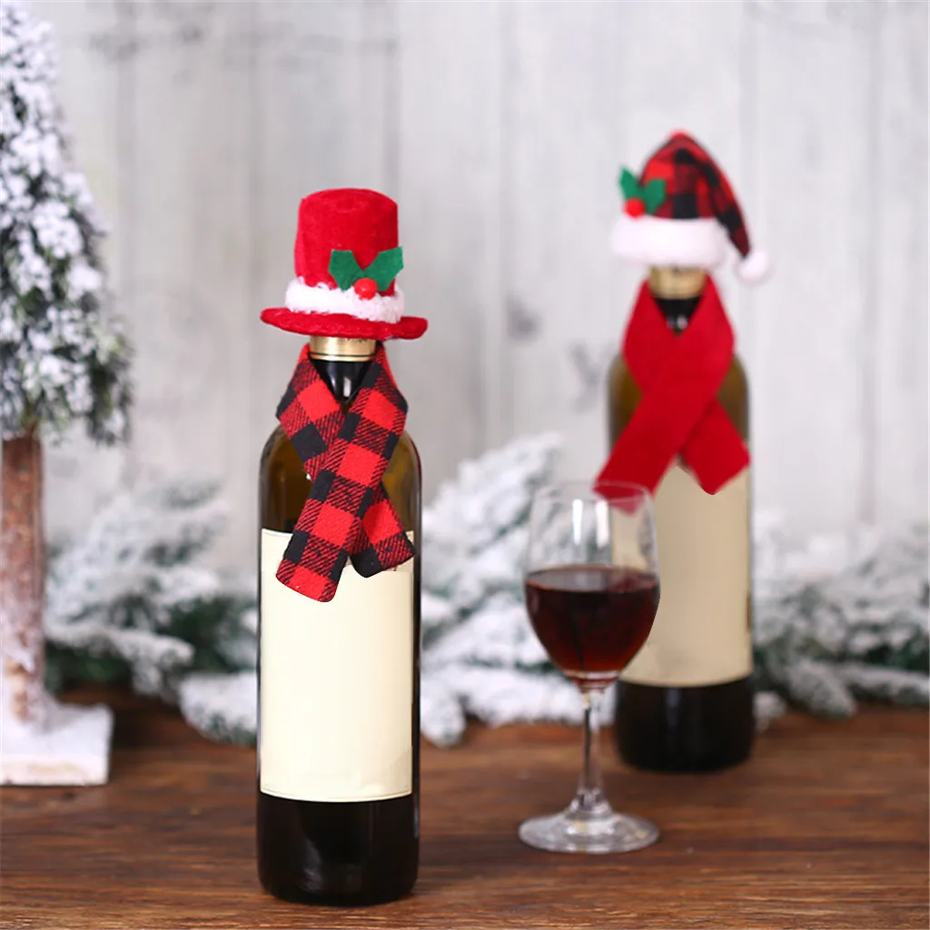 Крышка бутылки вина рождественские украшения для домашнего ужина вечерние настольные украшения Санта-Клаус Снеговик подарок Navidad