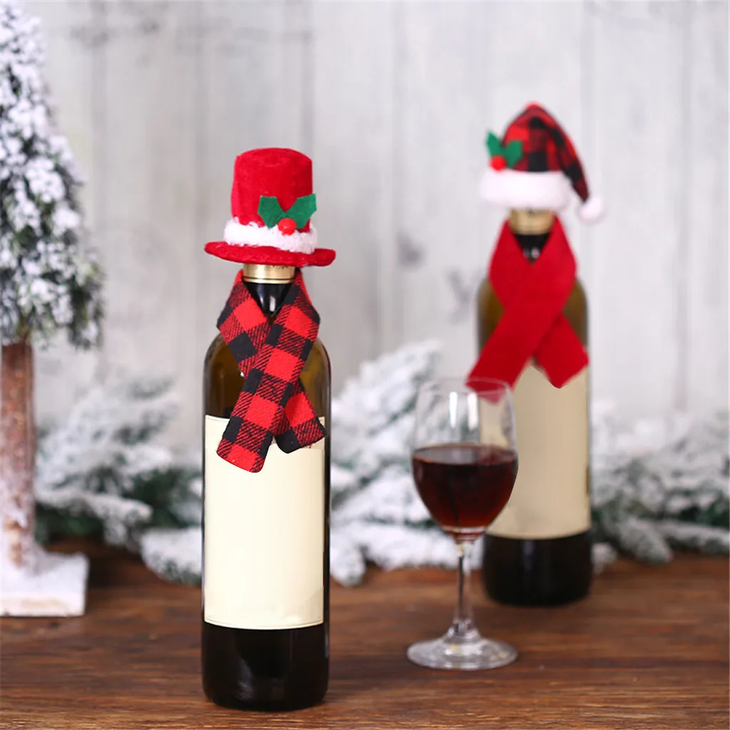 Wine Bottle Cover Christmas Decorations For Home Dinner Party Table Decors Santa Claus Snowman Gift Navidad Xmas Supplies | Дом и сад