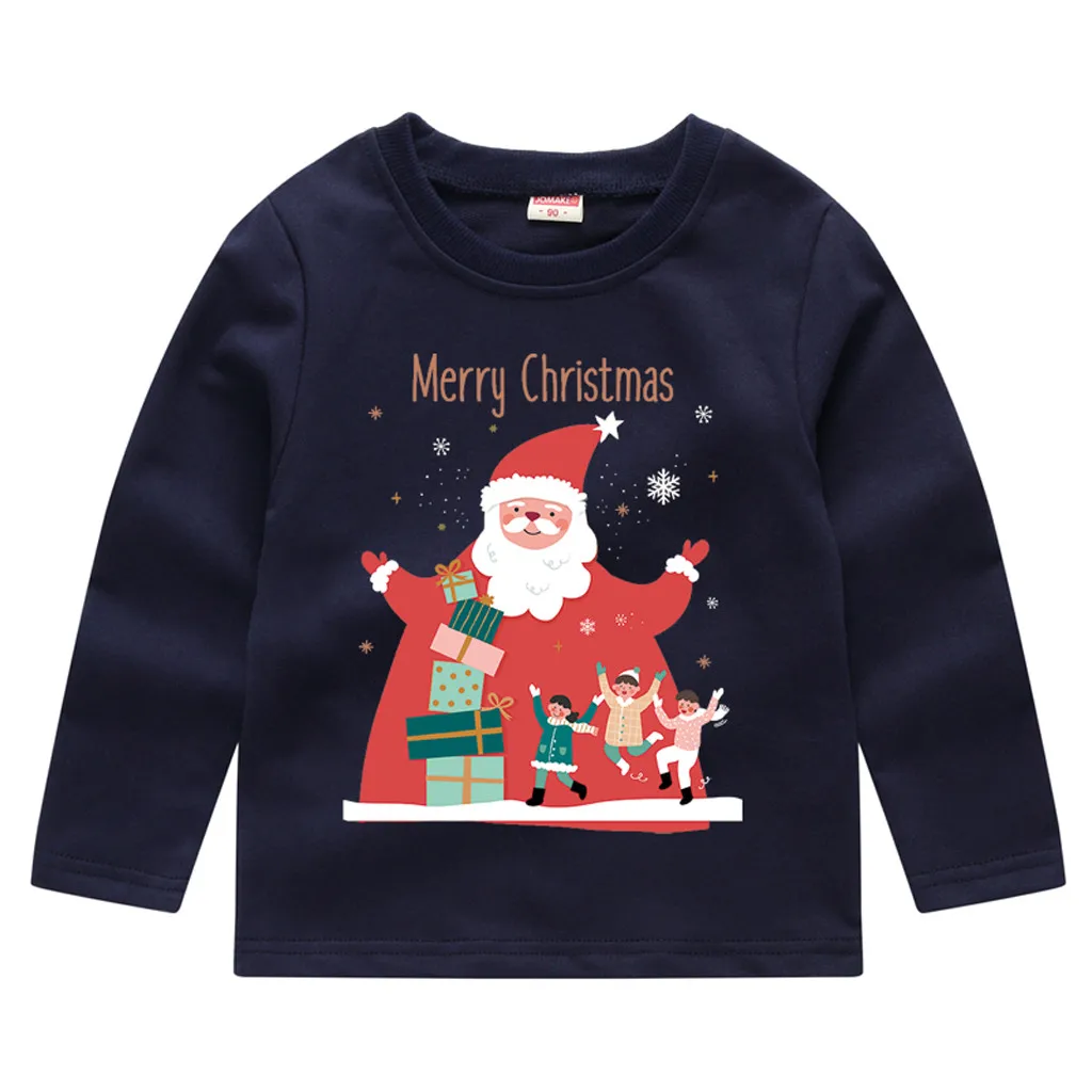 Коллекция года, рождественские топы для детей, с длинными рукавами, Рождественский Санта-Клаус, Рождественская елка, с буквенным принтом, толстовка, футболка, топ, футболка, 40