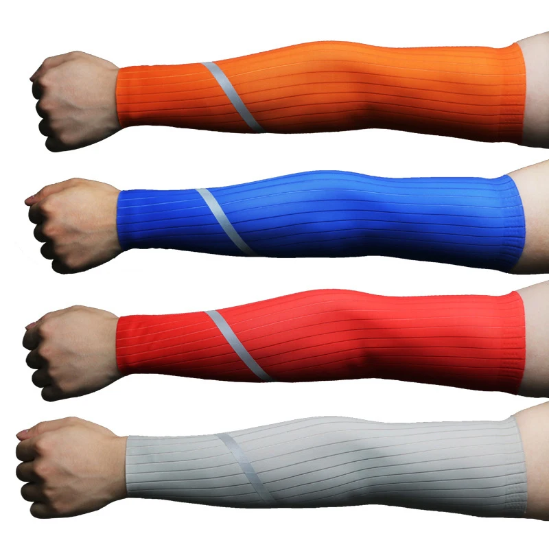 Summer Men Women Reflective Cycling Sleeves Arm Warmers Sun UV Protection Breathable Running Compression Arm Sleeves 2