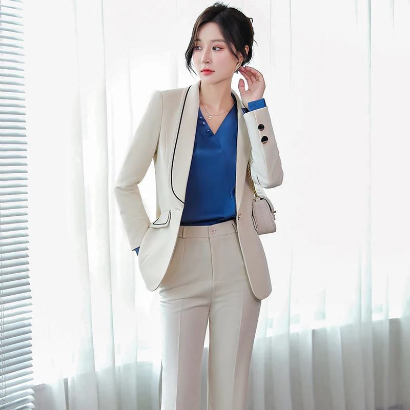 High Quality Fabric Formal Uniform Designs Pantsuits OL Styles Women Business Work Wear Blazer Career Interview Job Trousers Set | Женская