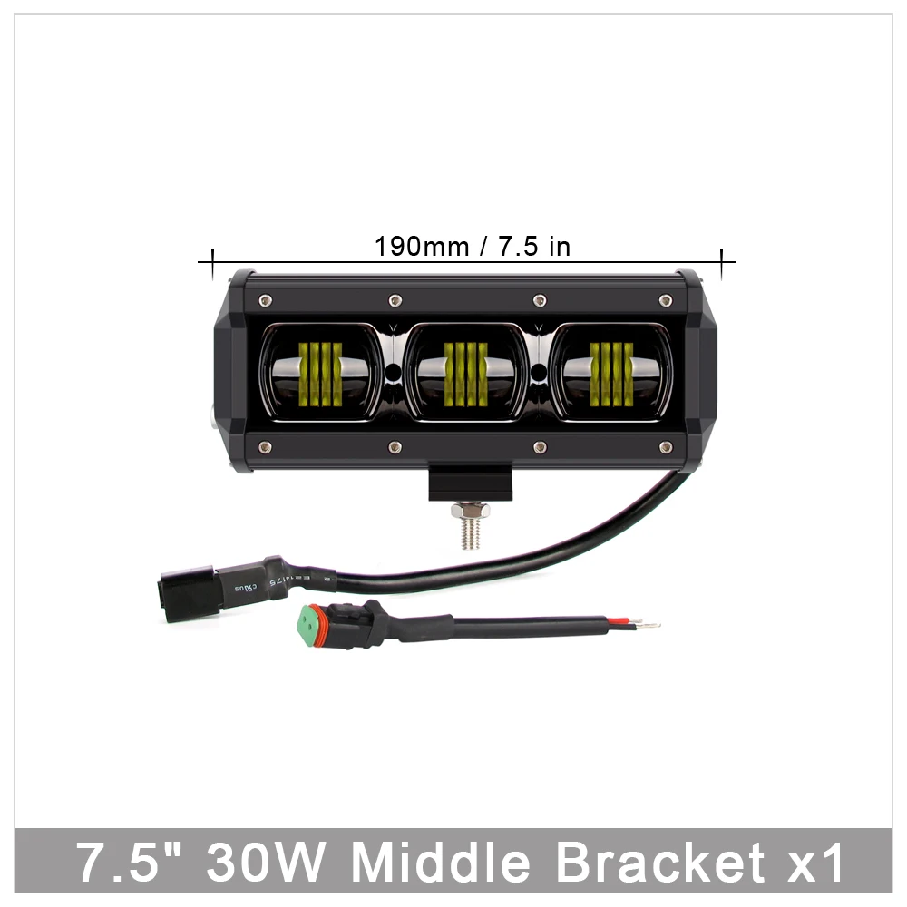 6D объектив 4x4 внедорожный светодиодный светильник Однорядный светодиодный светильник Barra для внедорожника 4WD SUV Boat Truck ATV UAZ 12 В 24 В дальнего света - Цвет: 30W 7.5 Inch x1
