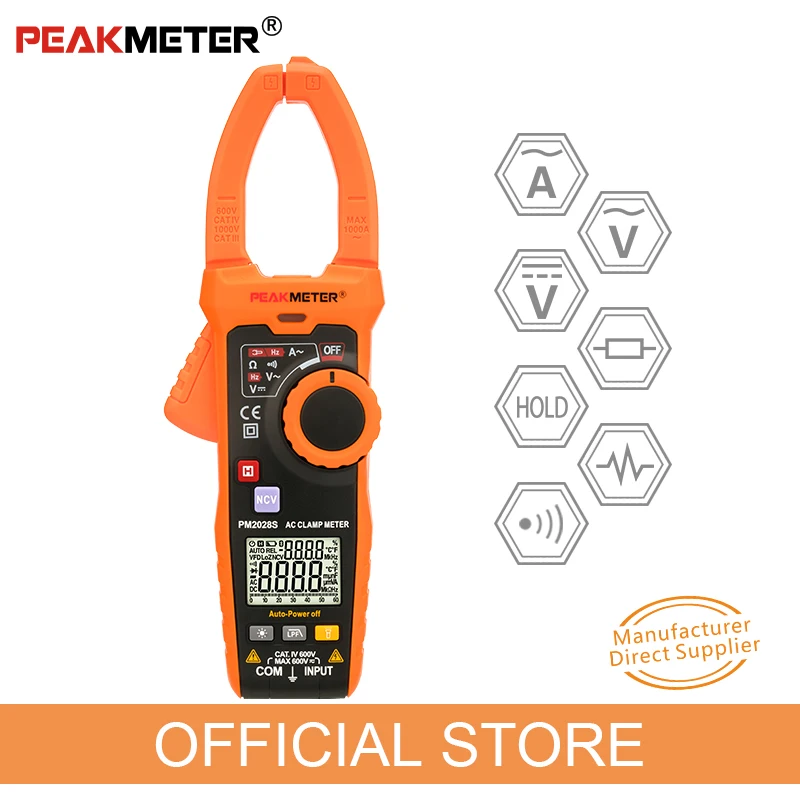 

PEAKMETER PM2028S Smart 6000 counts AC Digital Clamp Meter Multimeter Frequency Resistance LPF Non Contact Voltage Automatic