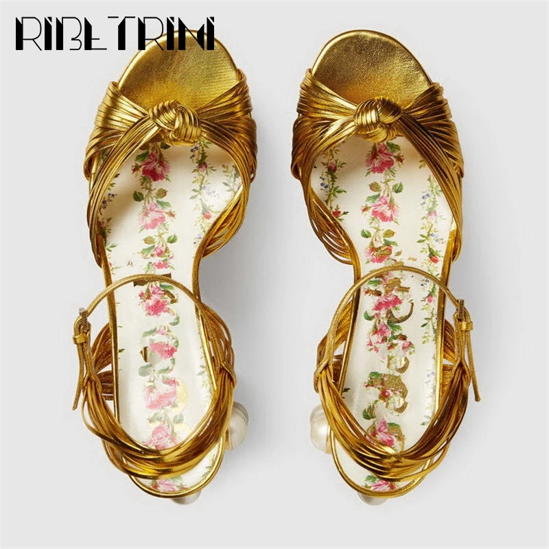 Kaufen RIBETRINI Luxus Marke Frauen Sommer Mode Metallic Plattform Sandalen Frauen 34 42 Super Hohe Chunky Heels Frauen Schuhe Frau