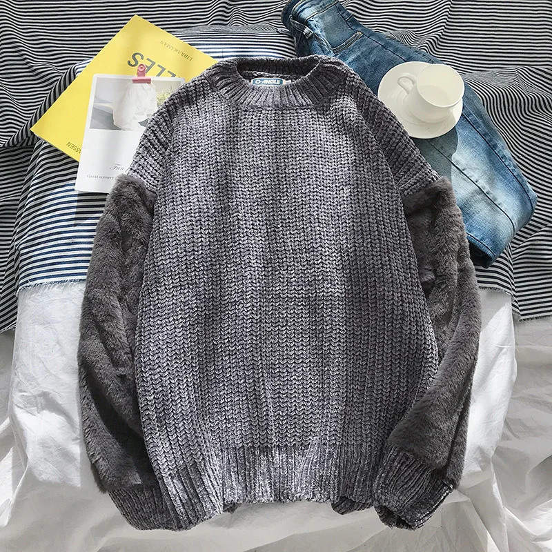 Winter Sweater Men Warm Fashion Solid Color Casual O-neck Knit Sweter Man Clothes Streetwear Loose Long-sleeved Pullover Men Winter Sweater Men Warm Fashion Solid Color Casual O-neck Knit Sweter Man Clothes Streetwear Loose Long-sleeved Pullover Men