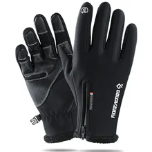 Зимние перчатки с сенсорным экраном для мужчин водонепроницаемые перчатки зимние молнии женские Ветрозащитный для езды теплые спортивные флисовые лыжные