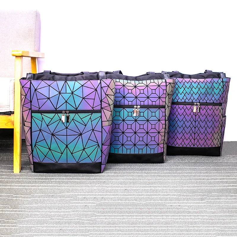 new shiny Geometric Luminous bag Sequins Female Backpack Geometric Women School Backpack For Teenage girls mochila feminina 2024 5