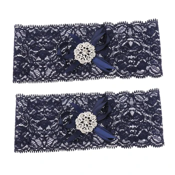 

Women Sexy Bridal Lingerie Crystal Floral Bow Lace Elastic Wedding Leg Ring Garter Thigh Ring M