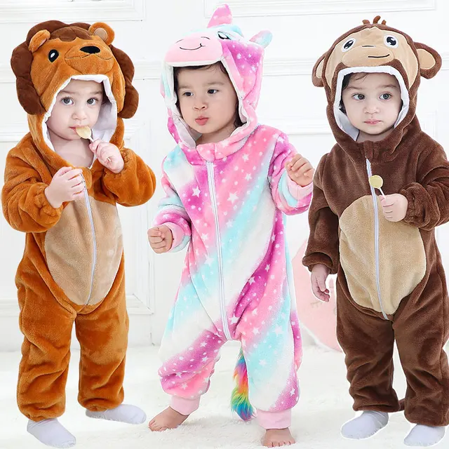 Baby Rompers Winter Kigurumi Lion Costume For Girls Boys Toddler Animal Jumpsuit Infant Clothes Pyjamas Kids Overalls ropa bebes 2