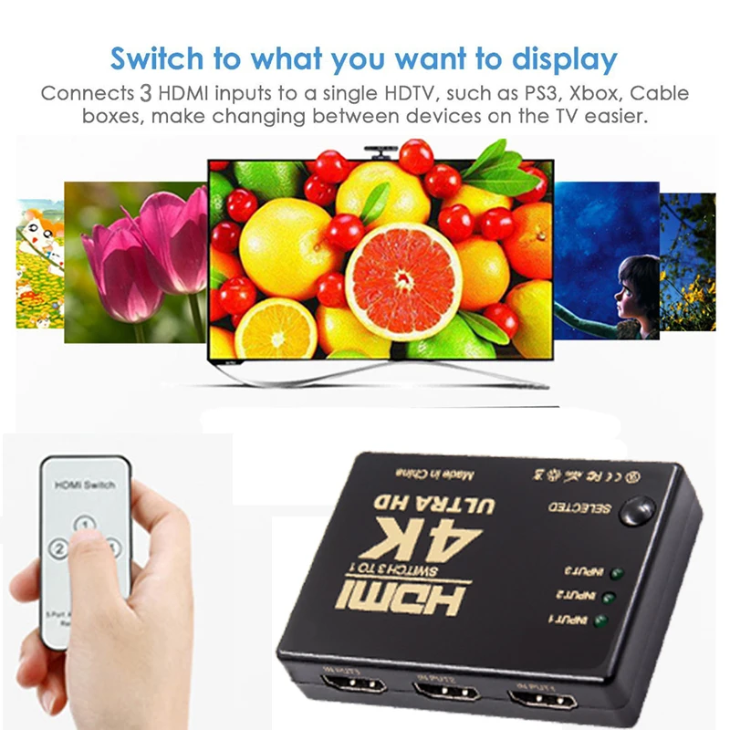 3 порта 4K* 2K 1080P Переключатель HDMI Переключатель Селектор 3x1 разветвитель коробка Ultra HD для HDTV Xbox PS3 PS4 мультимедиа горячая распродажа