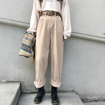 

Vintage Jeans for Women Denim Jeans High Waist Straight Women Jeans Autumn Winter Loose Female Long Pants Trousers 2020