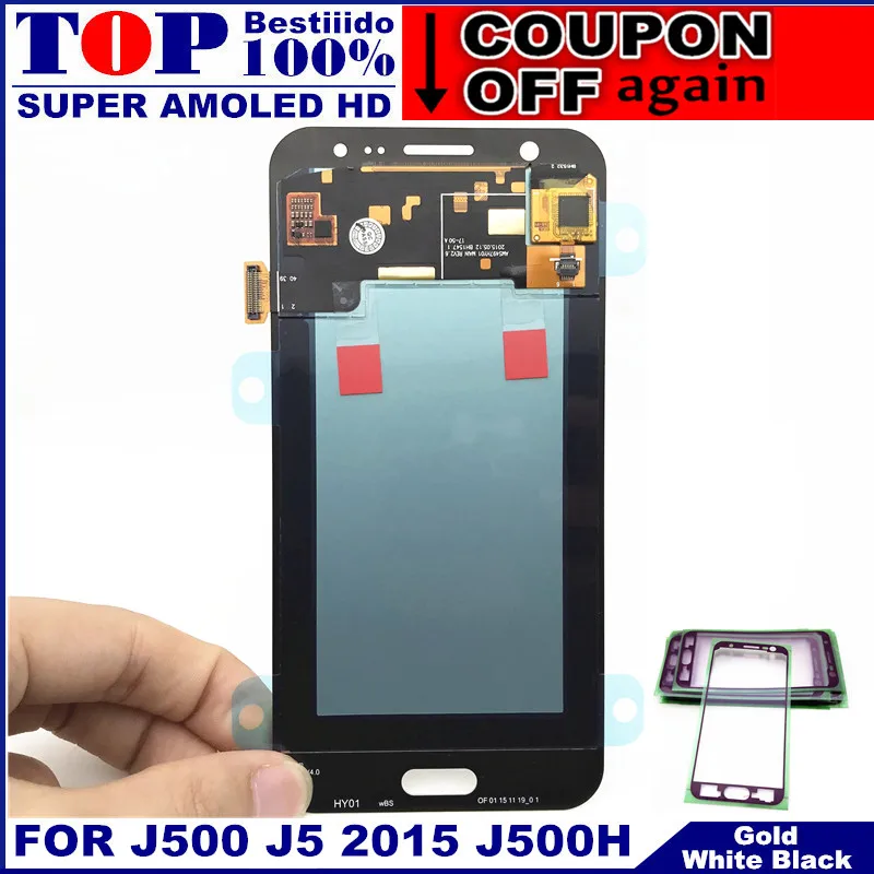 Регулирует яркость 20 контактов lcd S для Samsung Galaxy J5 j500 J500F J500H J500M AMOLED lcd дисплей сенсорный дигитайзер экран