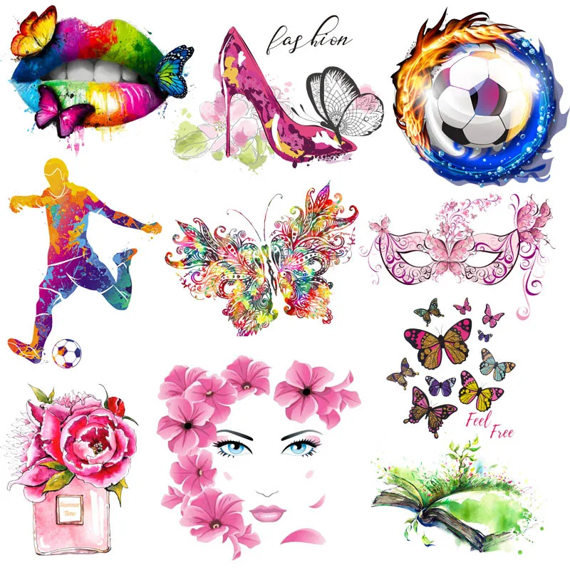 Football Heat Transfer For Clothing Iron On Flower/Sex lips Vinyl Transfers Clothes Appliques Stickers Diy T-shirt | Дом и сад