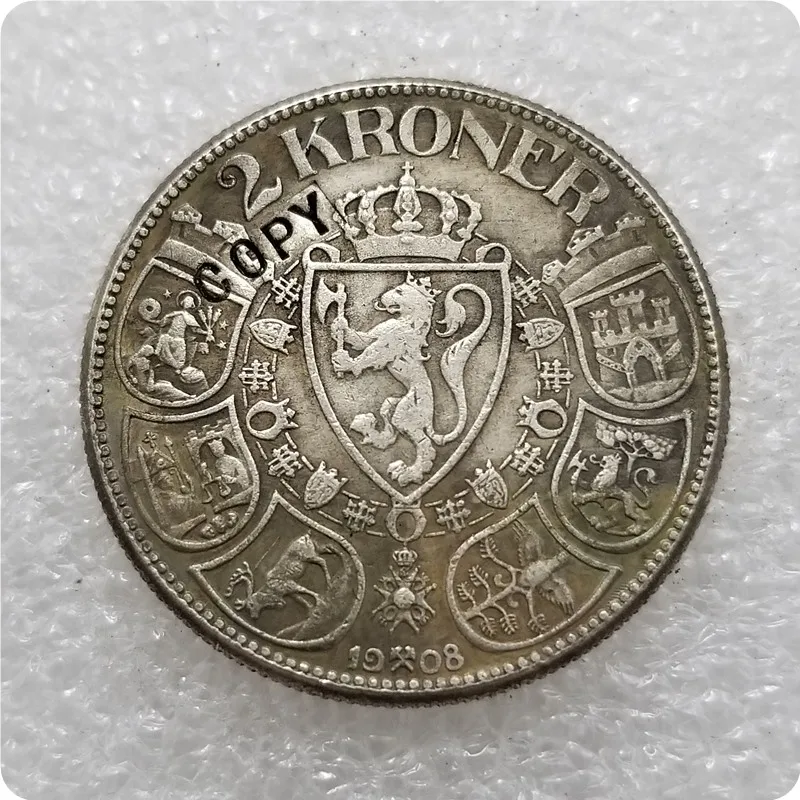 1908-1916 Норвегия 2 крона-хаакон VII копии монет
