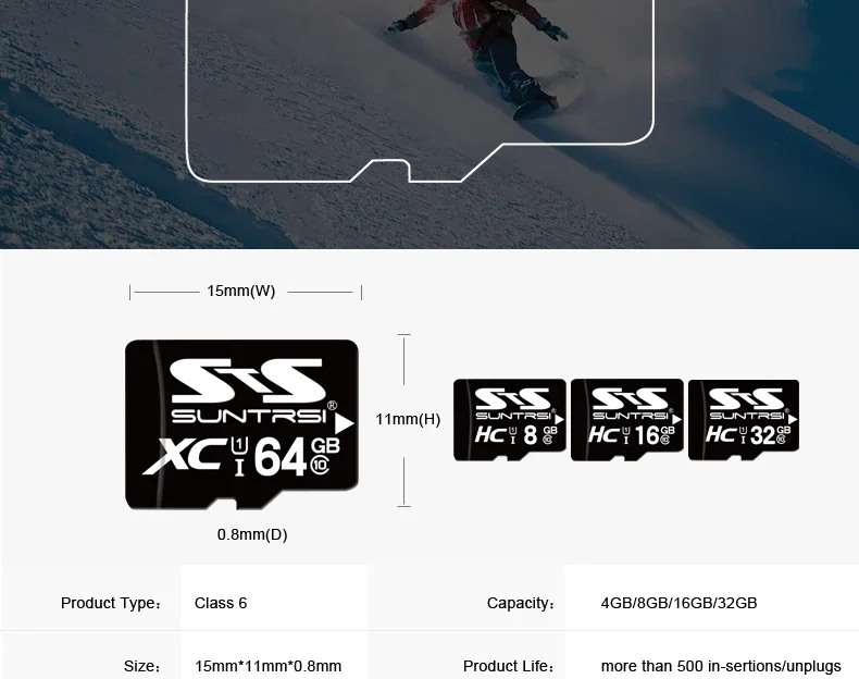 Suntrsi Mini SD Card 4 ГБ 8 ГБ 16 ГБ класса 6 реального Ёмкость 32 ГБ карты памяти SD высокой скорость Micro SD карты памяти Бесплатная доставка