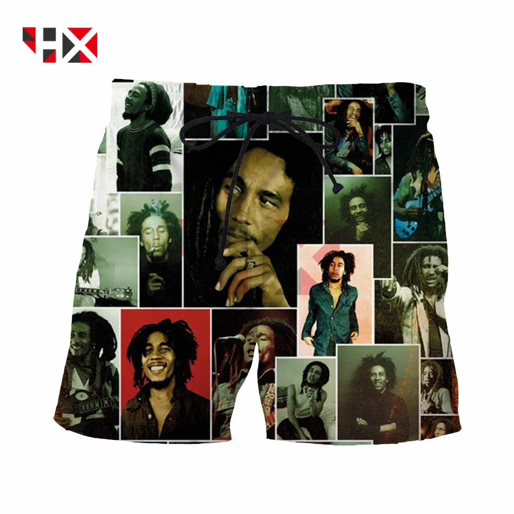 2021  Summer New Style Trend Rock Reggae BOB Marley Face Smile 3D Print Unisex Shorts Harajuku Style Shorts HX214