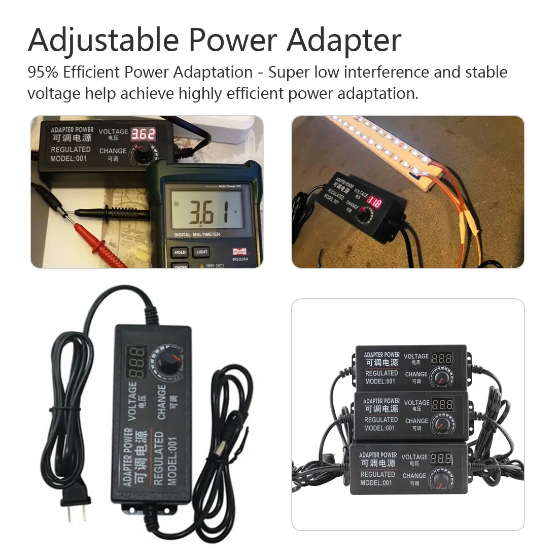

Adjustable AC to DC 3V-12V 5A Adapter power with display screen voltage Regulated power supply power adapter Voltage