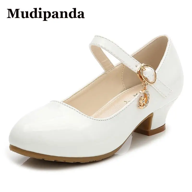 Children Girls Leather Shoes Princess High Heel Shoes For Performance Dress Student Show Dance 28 41