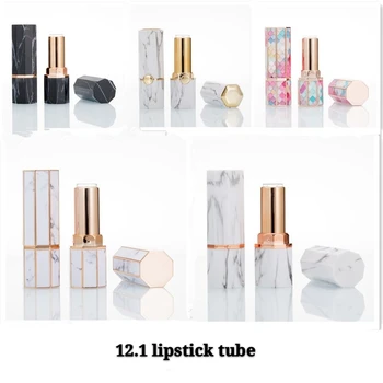 

Empty Lipstick Tube 12.1mm Colorful Scale Lip Balm Tube 3D Printing Lipstick Container Empty Eight Sides cosmetic Packaging 30pc