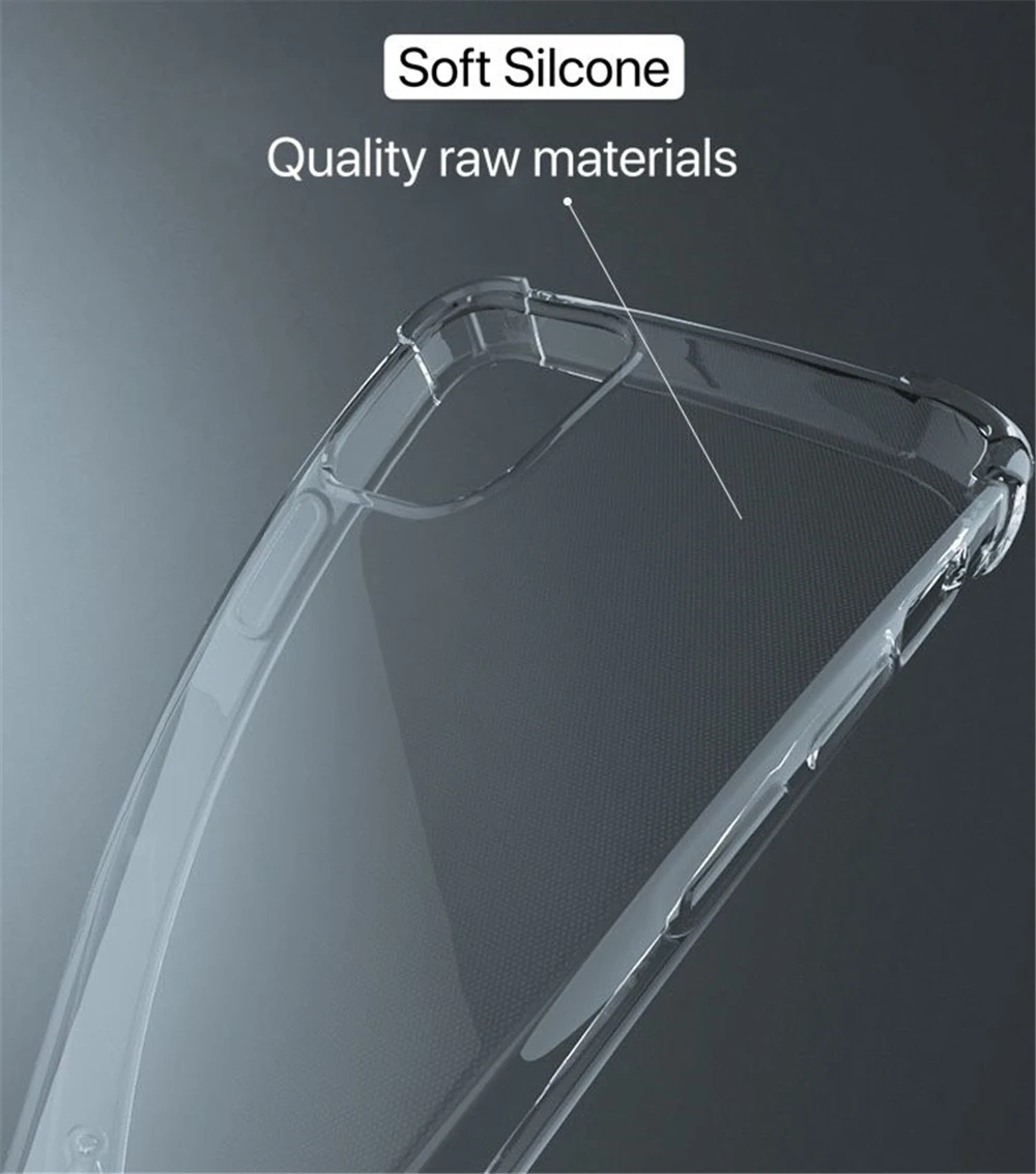 Transparent Shockproof Phone Case with Metal Ring and Soft Four-Corner Back Cover