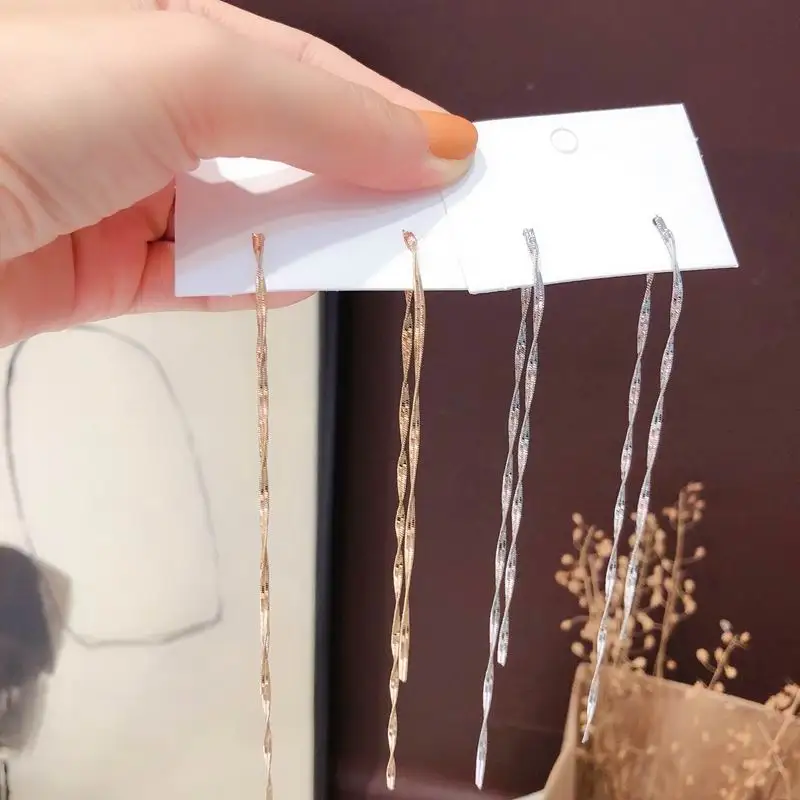 

Women Super Long Earrings Personality Wave Metal Chain Earrings 2019 Fashion Jewelry Gold/Silver Color