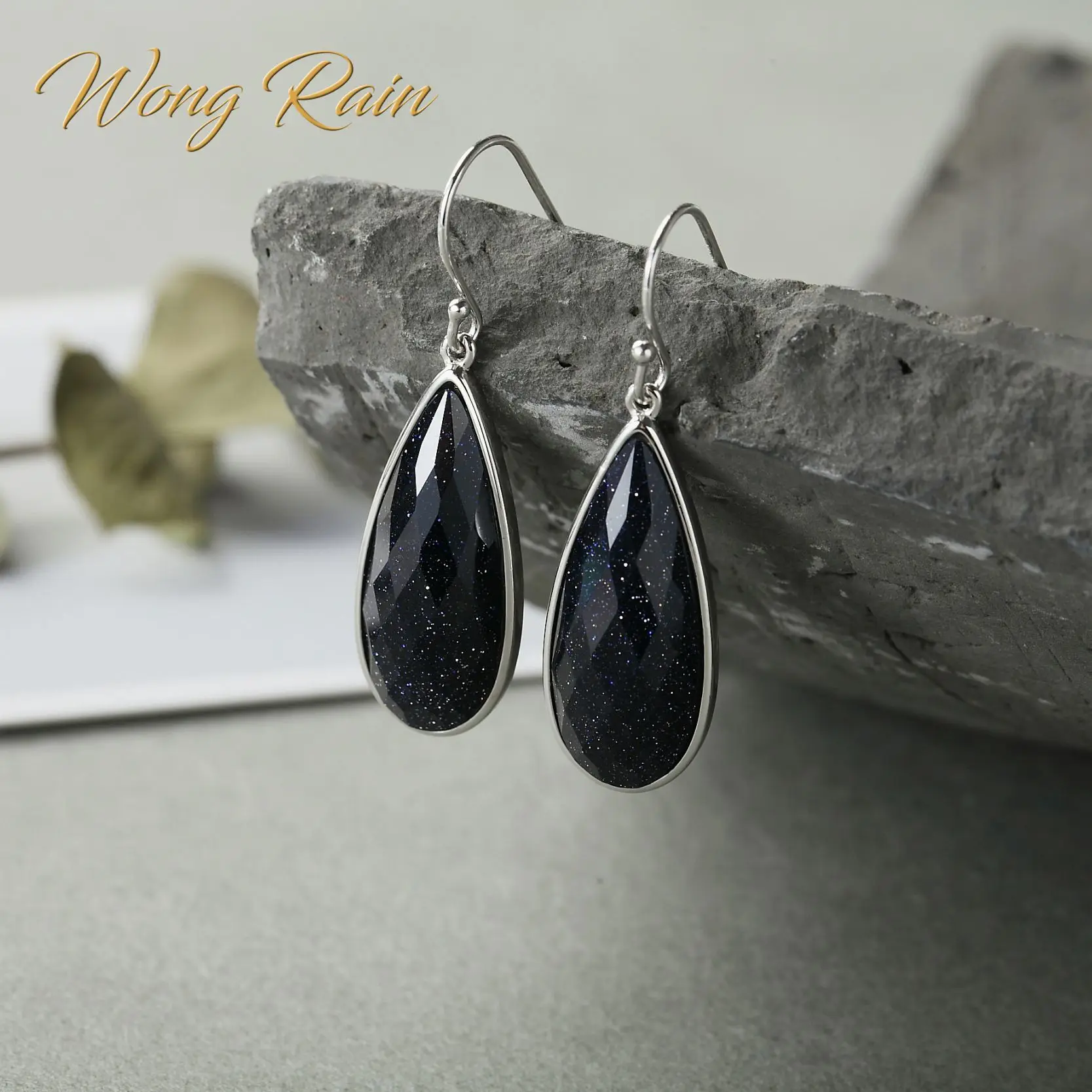 Винтажные висячие серьги Wong Rain из 100% серебра 925 пробы с натуральным голубым